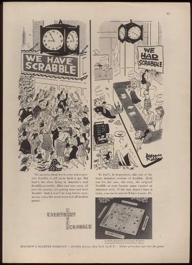 Scrabble Werbung Selchow&Richter USA 1954